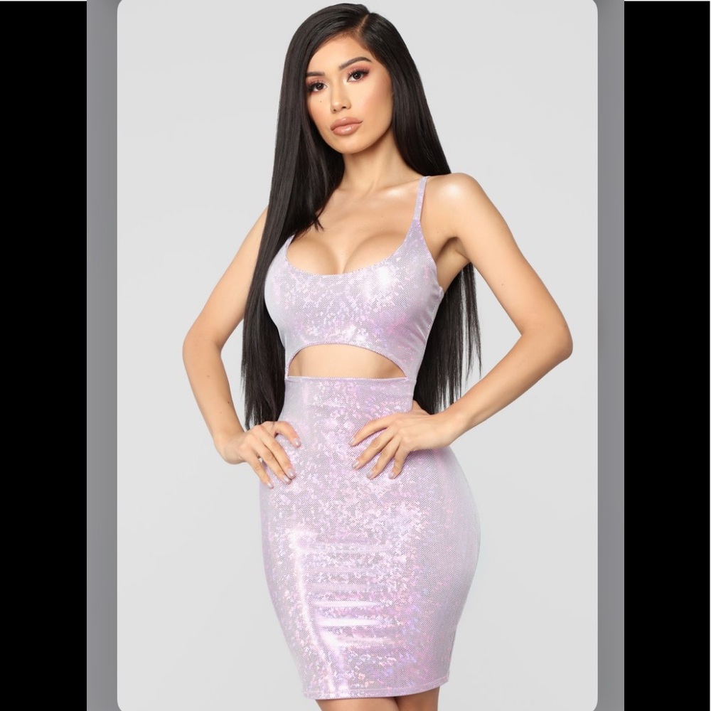 Fashion Nova Purple Pink Metallic Dress